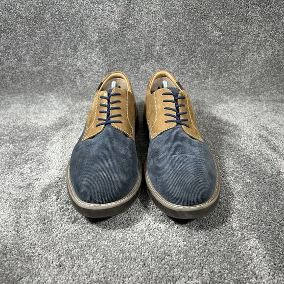Bass Piedmont Men's Sz 11.5 Blue Brown Suede Corduroy Comfort Oxford Shoes Used - Picture 3 of 11